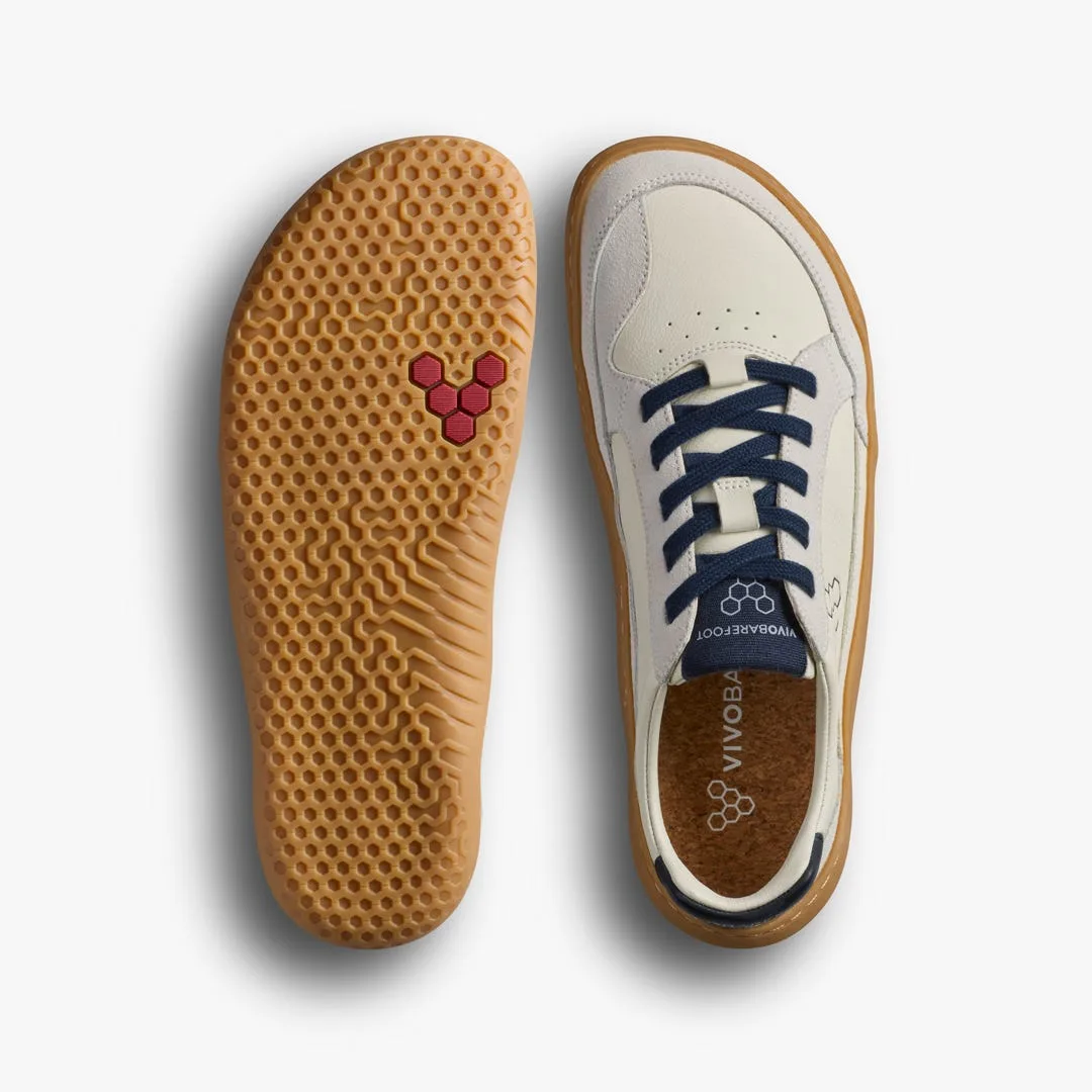 Кроссовки Vivobarefoot Gobi III Sneaker Leather — мужская модель, светло-бежевый с морским синим, фото 2