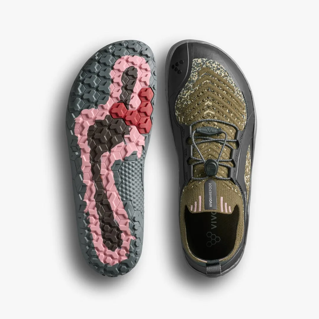 Кроссовки Vivobarefoot Primus Trail Knit FG Grounding — мужская модель, тёмно-оливковый, фото 2